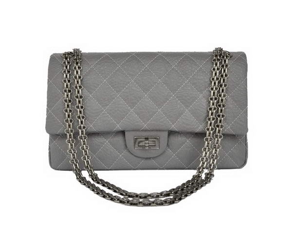 Best Top Quality Chanel A30226 Grey Glazed Crackled Leather Classic Flap Bag Silver Replica